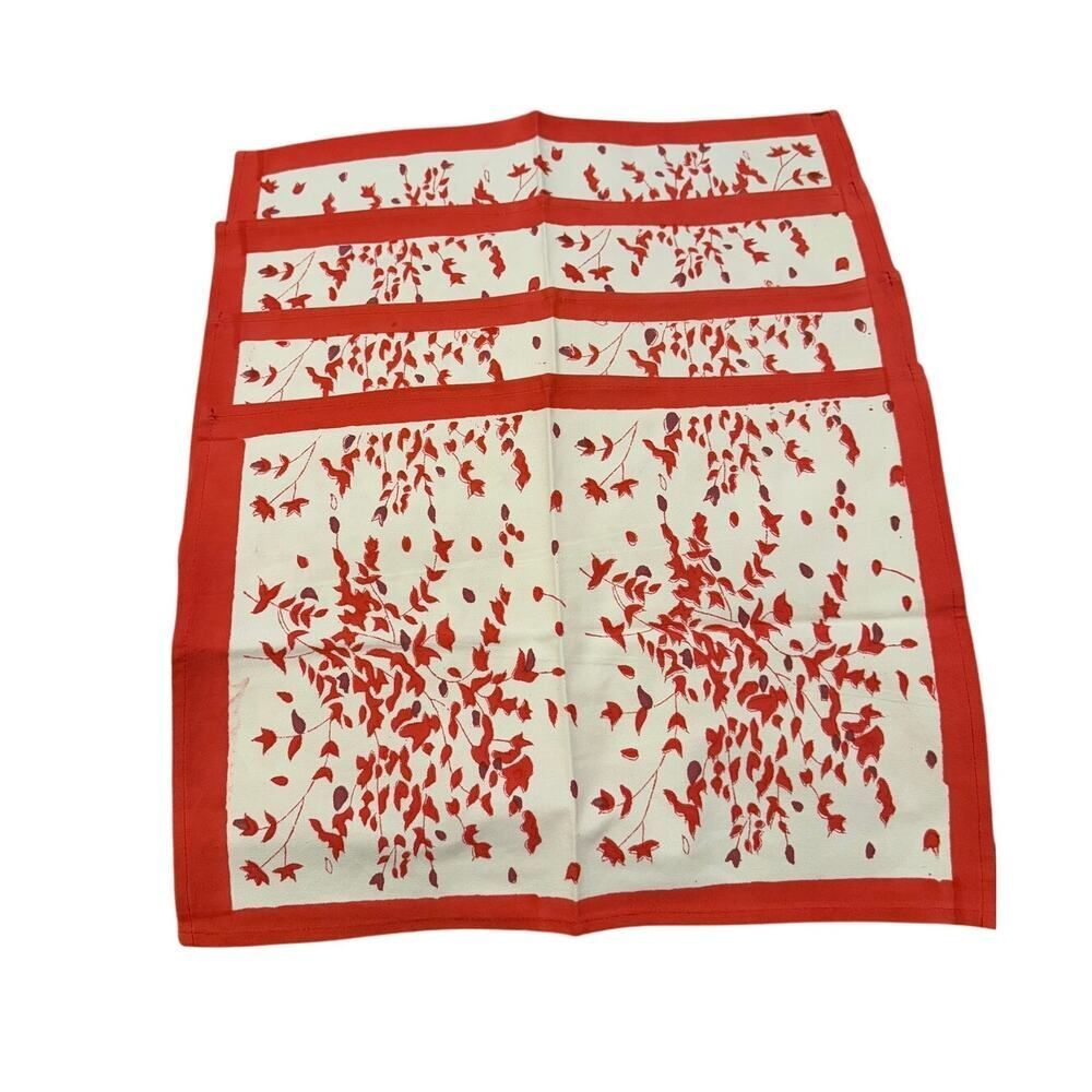 NWOT Julia Amory Block Print Placemats Red White (Set of 4)